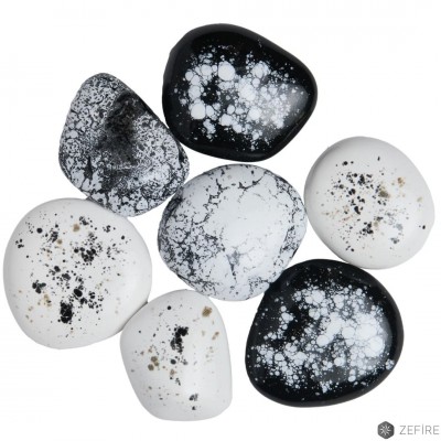 Декоративные керамические камни черно-бело-серые 7 шт (ZeFire) категории Аксессуары к биокаминам