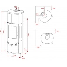 Печь-камин Lotus PRIO M - with side glass panel